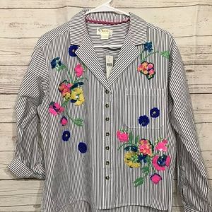 Women’s NWT Striped and Embellished Maeve Blouse-Size 4
